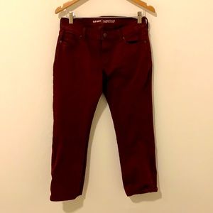 Gap burgundy crop flare jeans